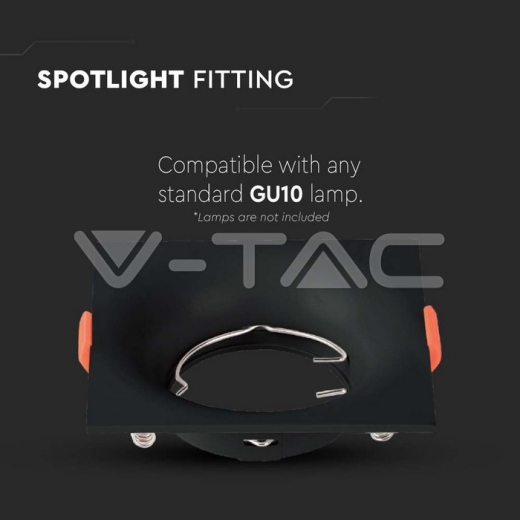 GU10 Fitting Square Black - 2