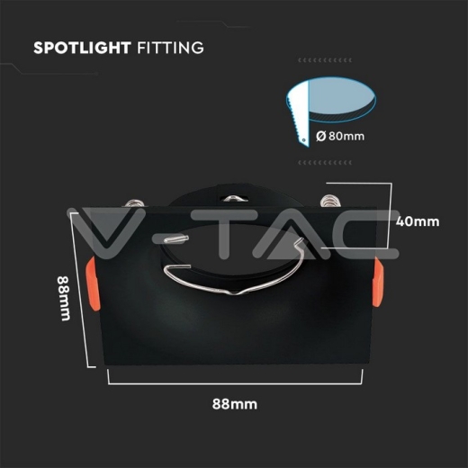 GU10 Fitting Square Black - 4