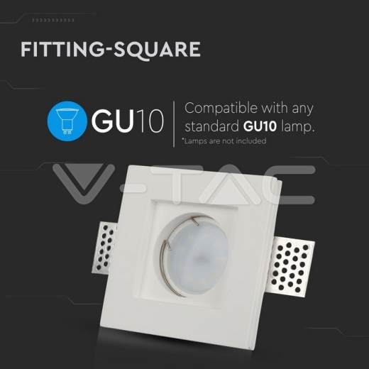 GU10 Fitting Square Gypsum White 100 x 100 mm - 5