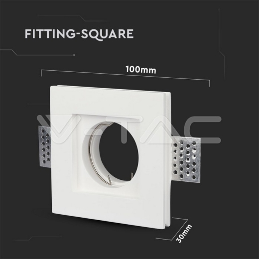 GU10 Fitting Square Gypsum White 100 x 100 mm - 7