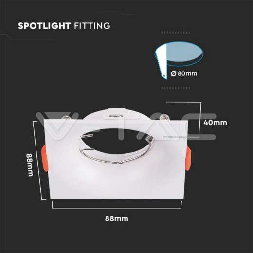 GU10 Fitting Square White - 4