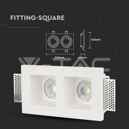 GU10 Soporte Cuadrado Yeso Blanco 2 unid. - 7