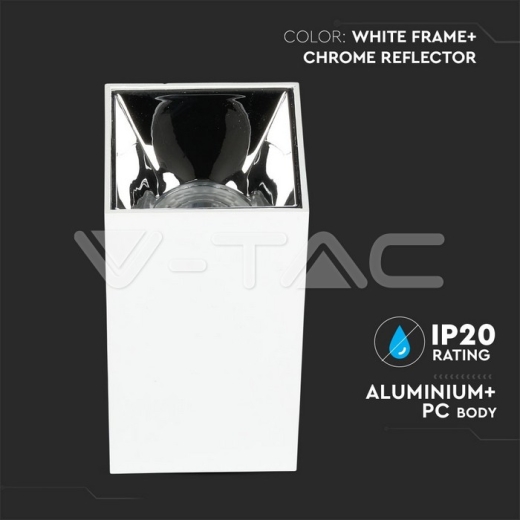 GU10 Fitting Square White & Chrome - 7