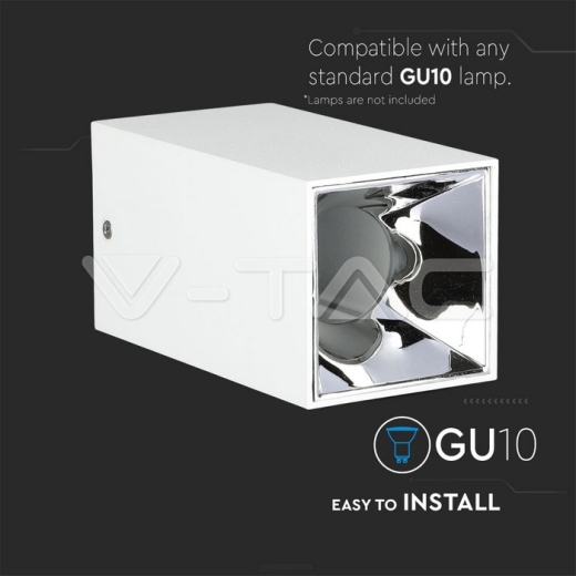 GU10 Fitting Square White & Chrome - 8