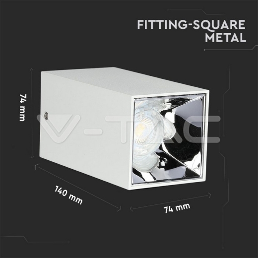 GU10 Fitting Square White & Chrome - 9