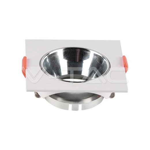 GU10 Fitting Square White Frame with Chrome Reflector - 1