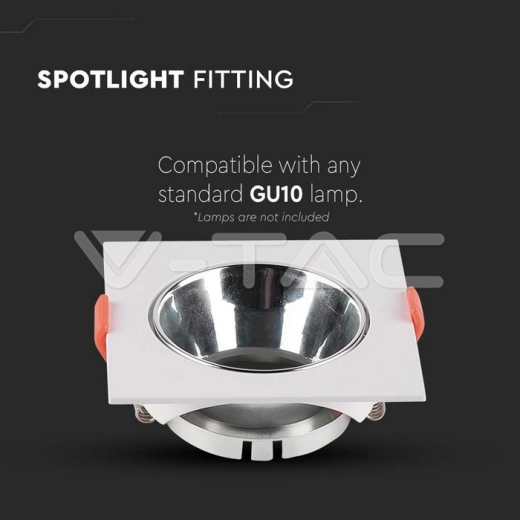 GU10 Fitting Square White Frame with Chrome Reflector - 2