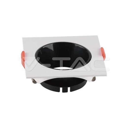 Aro GU10 cuadrado marco blanco + reflector negro - 1