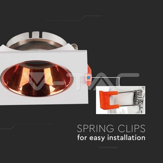 Aro GU10 cuadrado marco blanco + reflector de oro rosado - 3