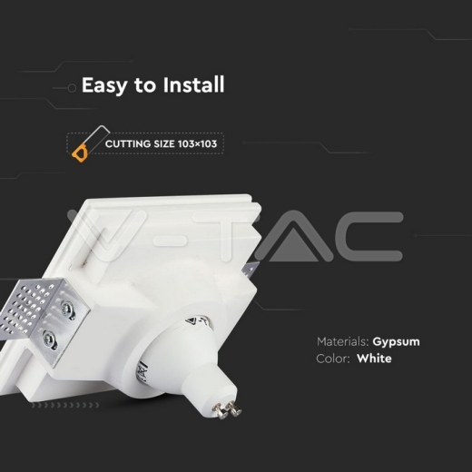GU10 Fitting Square White - 4