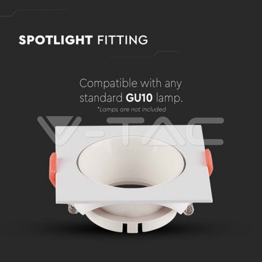 Aro GU10 cuadrado marco blanco + reflector blanco - 2