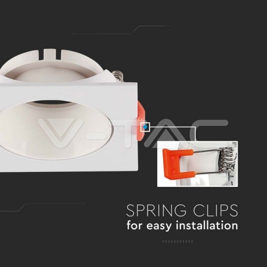 Aro GU10 cuadrado marco blanco + reflector blanco - 3