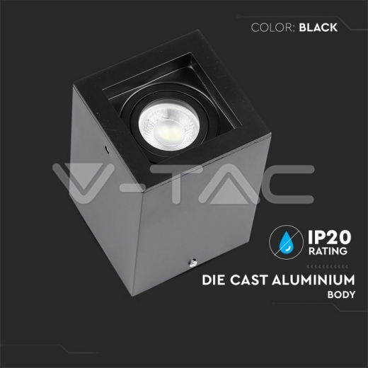 GU10 Fitting Surface Square Black - 7