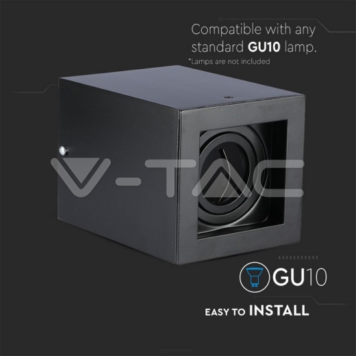 GU10 Fitting Surface Square Black - 8