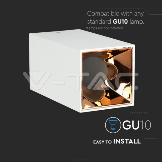 GU10 Fitting Square White & Rose Gold - 8