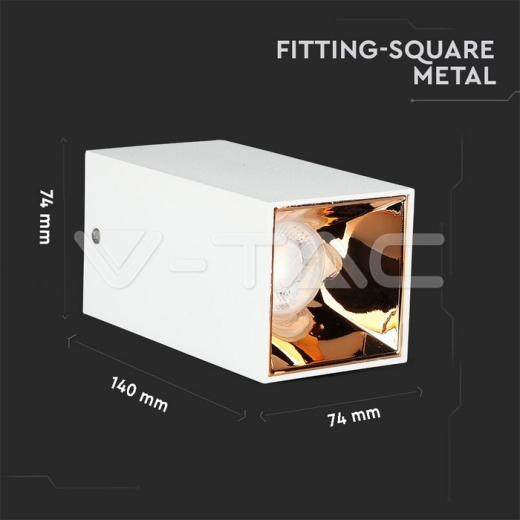 GU10 Fitting Square White & Rose Gold - 9