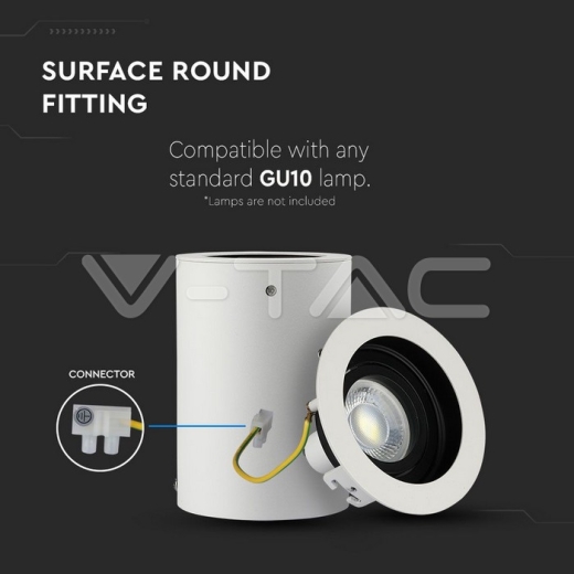 GU10 Soporte Redondo Blanco - 4