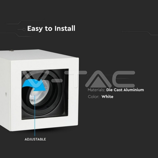 GU10 Fitting Surface Square White - 5