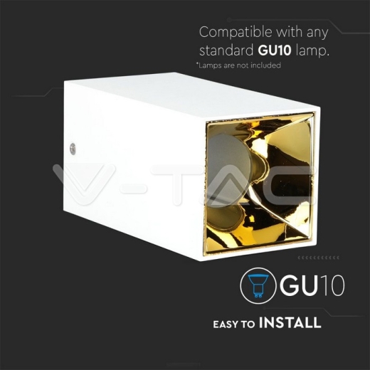 GU10 Fitting Square White & Gold - 6