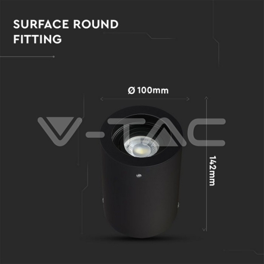 GU10 Fitting Surface Round Black - 6