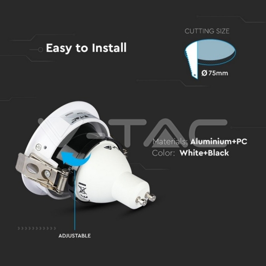 GU10 Fitting redondo blanco+negro - 6