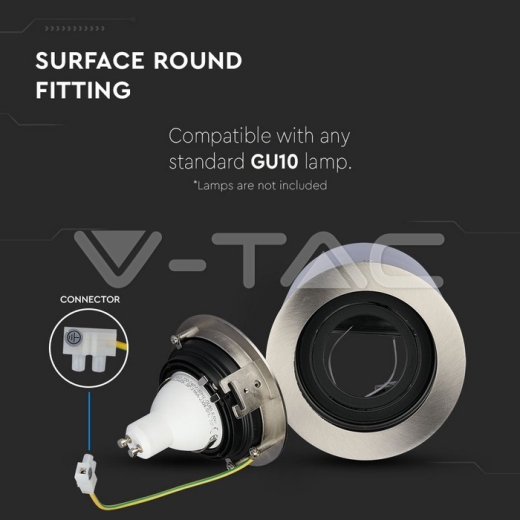 GU10 Fitting Surface Round Satin Nickle - 4