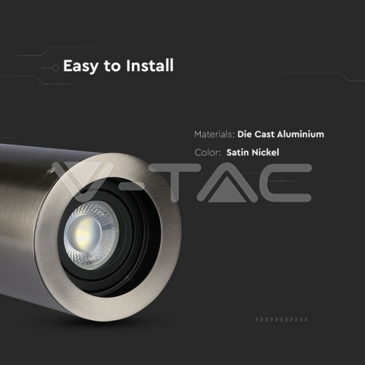 GU10 Fitting Surface Round Satin Nickle - 5