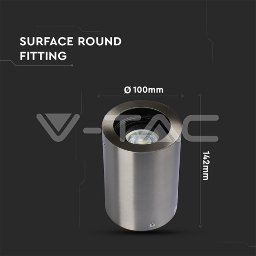 GU10 Fitting Surface Round Satin Nickle - 6