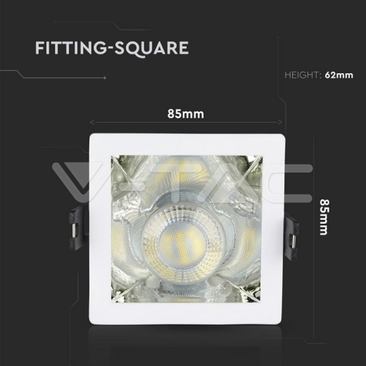 GU10 Fitting White+Chorme Square - 8