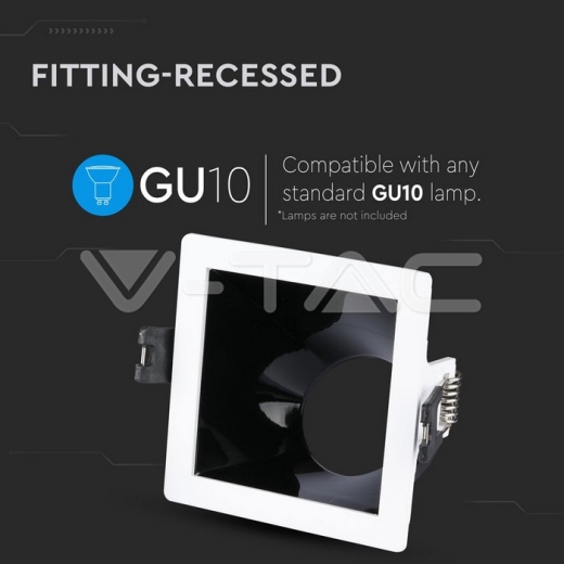 GU10 Fitting blanco+negro cuadrado - 4