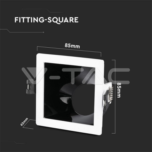 GU10 Fitting blanco+negro cuadrado - 7