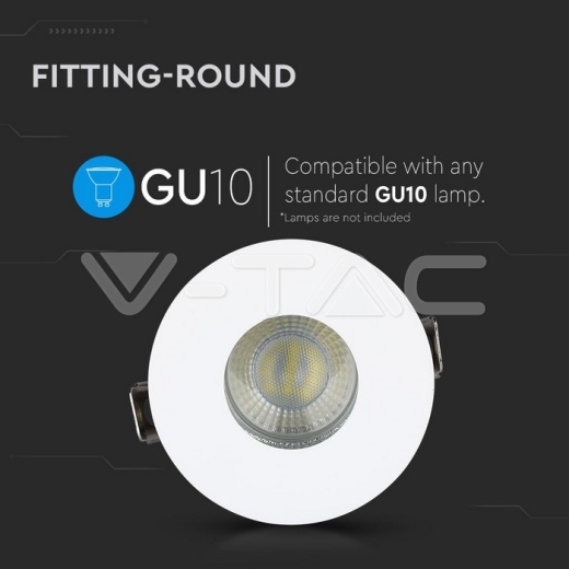 GU10 Fitting White+Chrome Round - 5