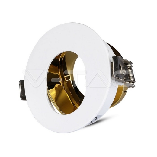 GU10 Fitting redondo blanco+oro - 1