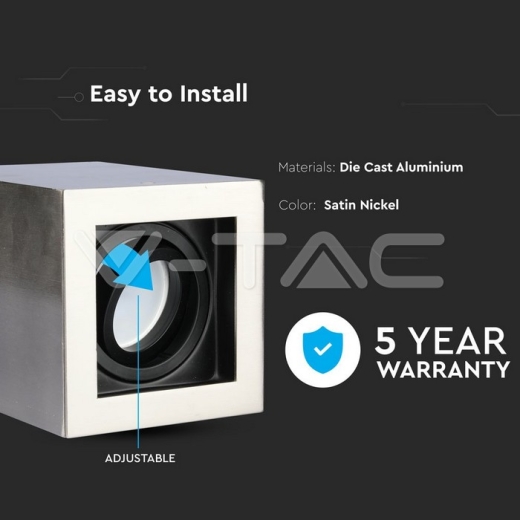 GU10 Soporte Cuadrado Níquel satinado - 5