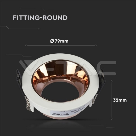GU10 Fitting White, Rose Gold Round - 7