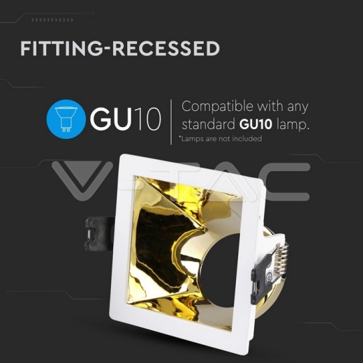 GU10 Fitting blanco+oro cuadrado - 5