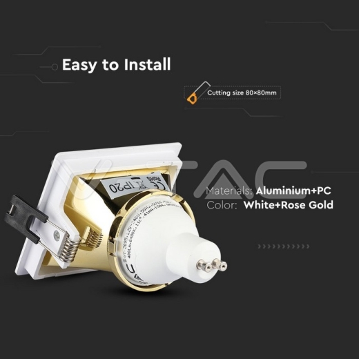 GU10 Fitting blanco+oro cuadrado - 6