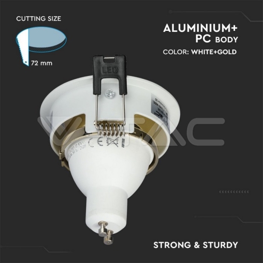 Aro GU10 blanco+oro redondo - 8