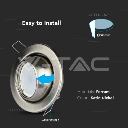 GU10 Housing Changing Angle Round Satin Nickel - 7