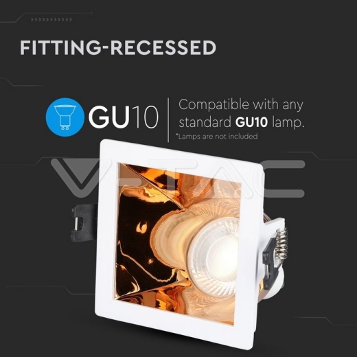 GU10 Fitting White+Rose Gold Square - 5