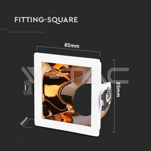 GU10 Fitting White+Rose Gold Square - 8