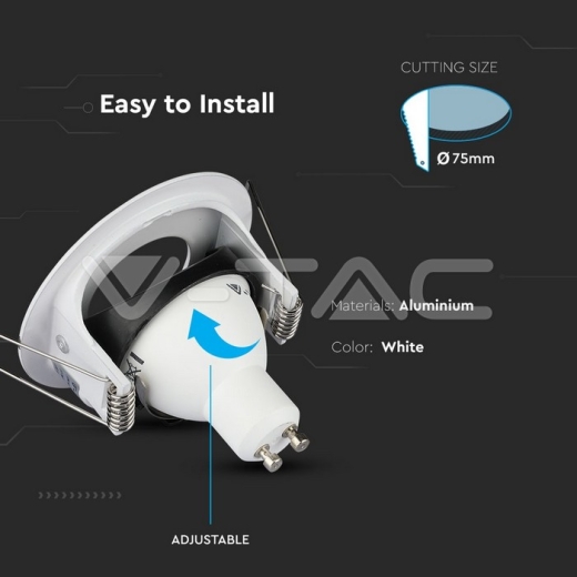 GU10 Housing Matt Round White - 6