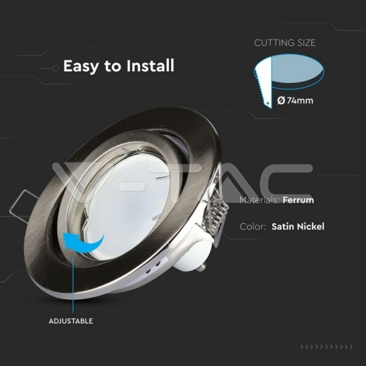 GU10 Housing Round Changing Angle Satin Nickel - 6