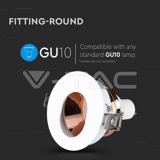 GU10 Fitting White+Rose Gold Round - 5