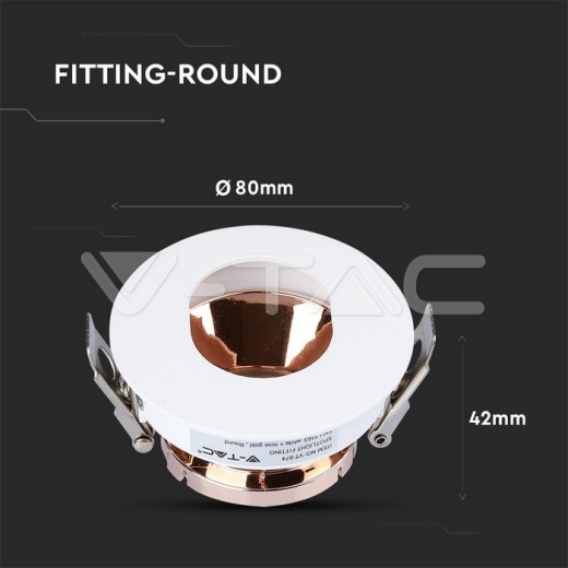 GU10 Fitting White+Rose Gold Round - 8