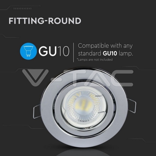 GU10 Housing Round Chrome - 6