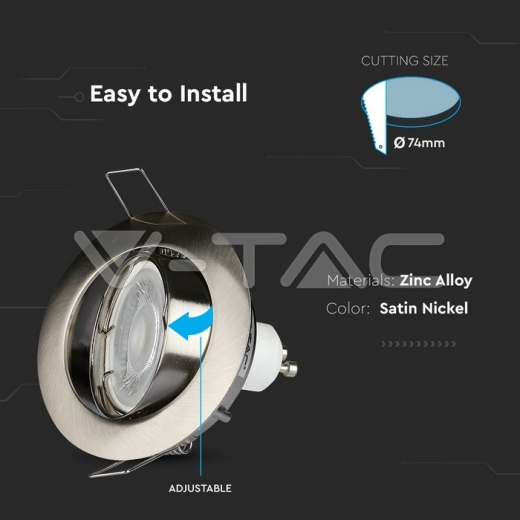 GU10 Soporte Redondo Níquel satinado - 7