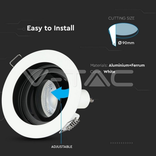 GU10 Housing Round White - 9