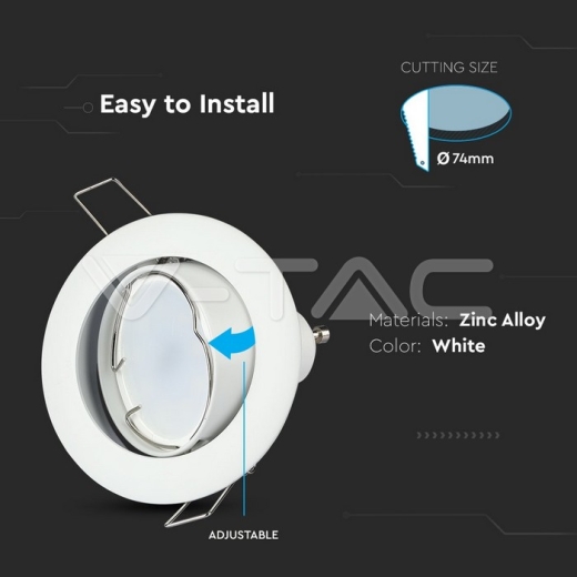 GU10 Housing Round White - 7