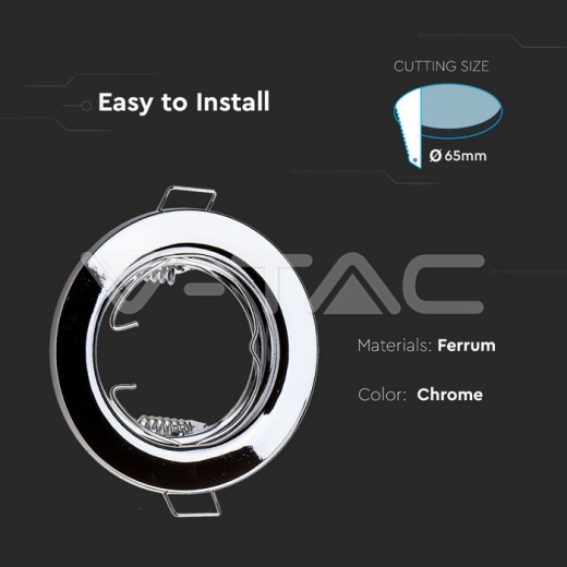 GU10 Housing Round Chrome - 6